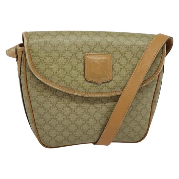 CELINE Macadam Canvas Shoulder Bag Pvc Beige Gold - Picture 1 of 12